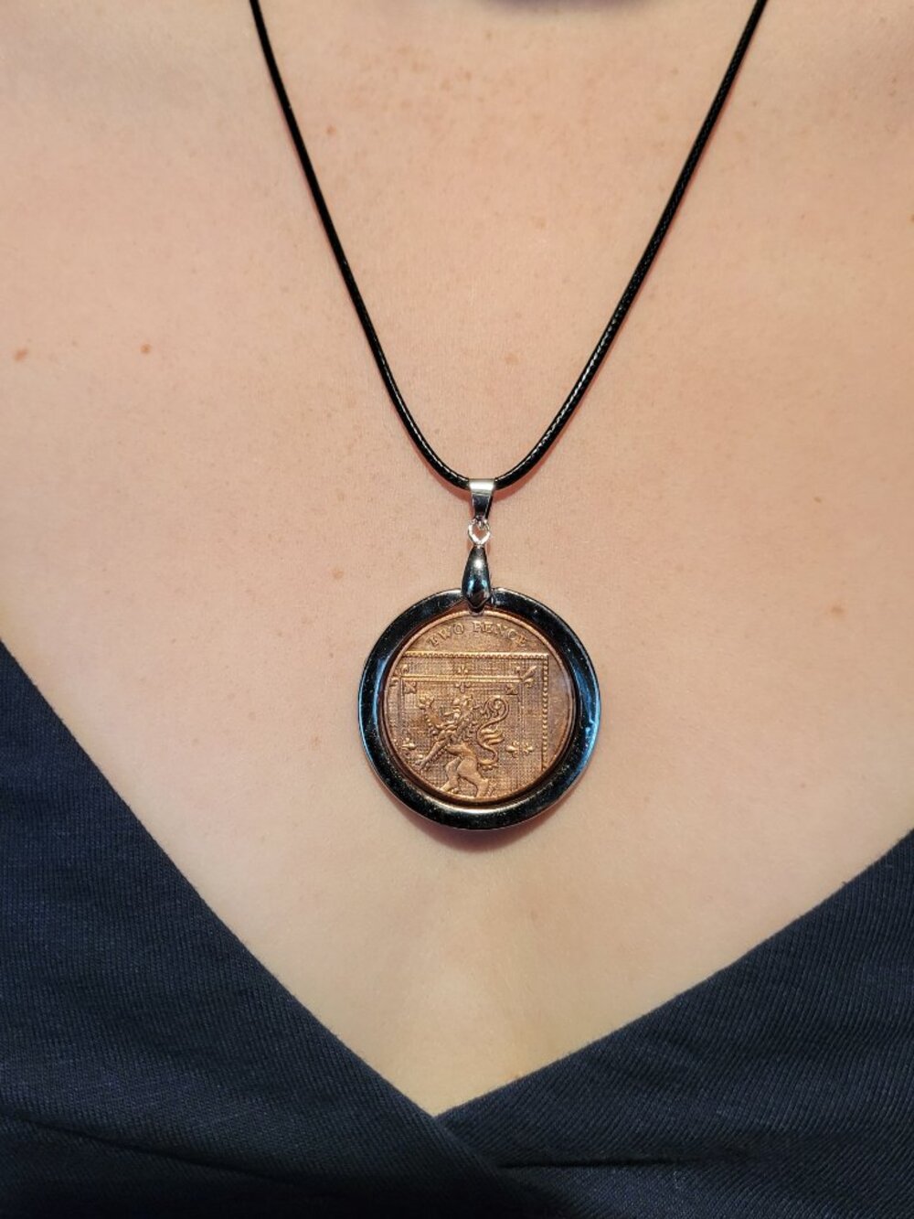 Handcrafted English 2 Pence Coin Pendant